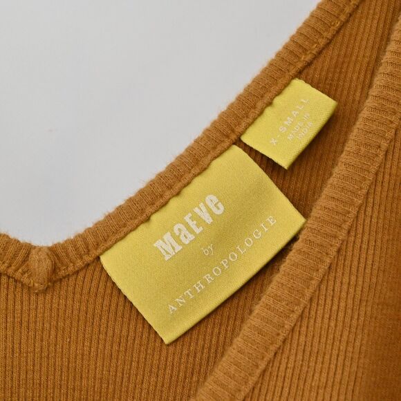 ANTHROPOLOGIE Top Womens Size XS Maeve Puff Sleeve Tie VNeck‎ Mustard Blouse - Picture 8 of 13